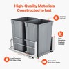VEVOR Pull-Out Trash Can, 35 QT x2 Double Under Mount Kitchen Waste Container, Heavy Duty Garbage Recycling Bin, Gray - 4 of 4