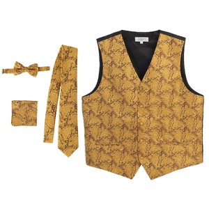 Gioberti Men's Formal 4pc Metallic Paisley Vest Necktie Bowtie and Pocket Square - 1 of 4