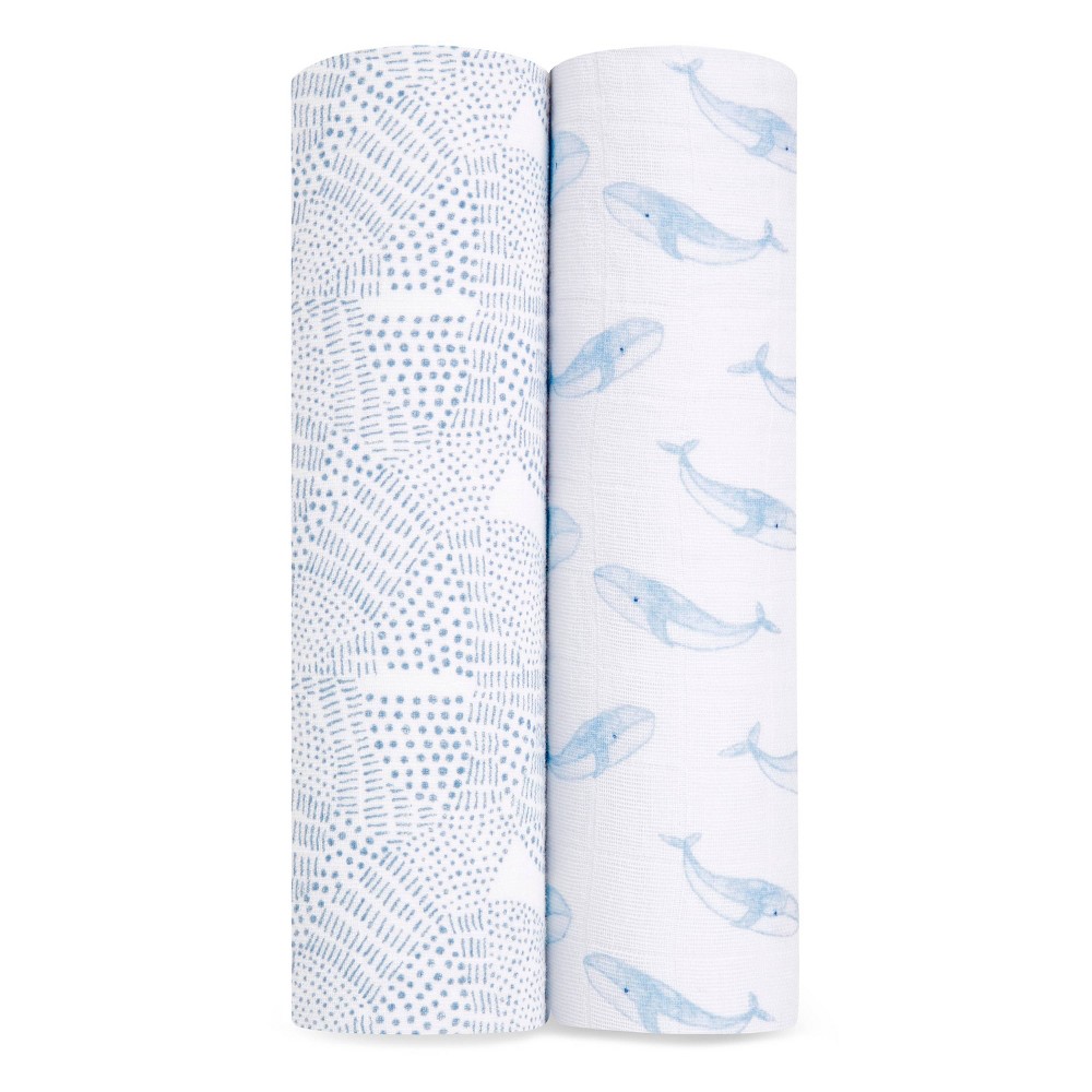 Photos - Children's Bed Linen Aden Anais aden + anais Organic Baby Swaddle Blankets - Oceanic -2pk 