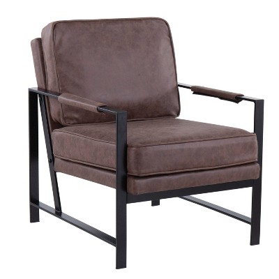 Franklin Armchair Leather/Steel Black/Espresso - LumiSource