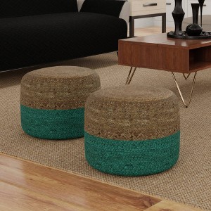 Maron Contemporary Round Pouf Pink/Natural - WyndenHall - 1 of 4