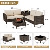 4-Piece Black Rattan Outdoor Sectional Sofa Set with Beige Cushions, Storage Box & Glass Table for Patio, Garden, or Poolside - 2 of 4