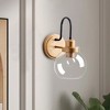 Modern Gold Wall Light with Clear Glass Globe Shade, Black Arm Vanity Light for Bathroom or Hallway - 3 of 4