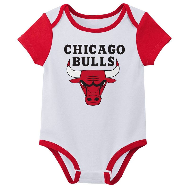 NBA Chicago Bulls Infant Boys&#39; 3pk Bodysuit Set, 3 of 5