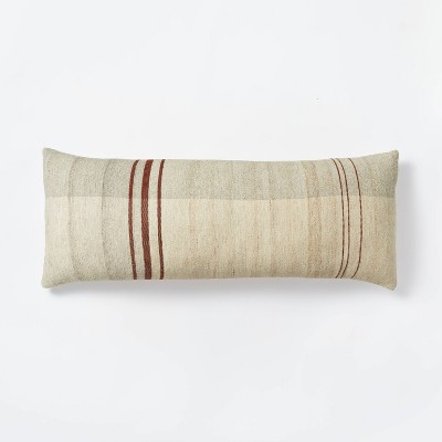 Oversized Space Dyed Striped Lumbar Throw Pillow Neutral/Gray - Threshold™ designed with Studio McGee