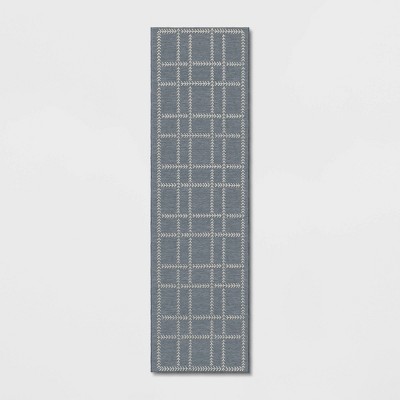 Stitched Grid Woven Outdoor Area Rug Slate Blue - Threshold™ designed with Studio McGee