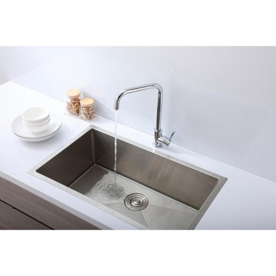 Brushed Nickel Gooseneck Single Handle Kitchen Faucet