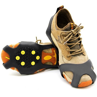 LakeForest "Portable Ice Snow Grips with 10 Steel Studs - Anti-Slip Over Shoe Spikes for Ultimate Traction" Black