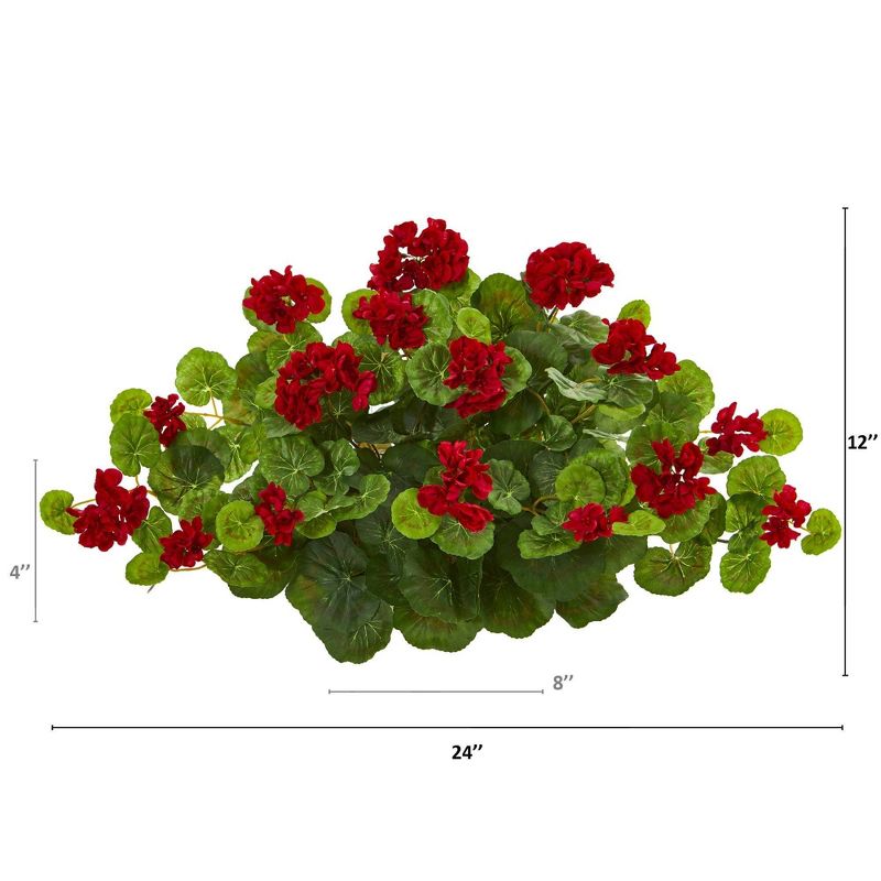 Nearly Natural 24-in Geranium Artificial Ledge Plant, 2 of 3