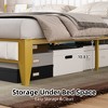 Upholstered Bed Frame with LED Lights | USB Charging Station & Storage | White & Gold Design | Noise-Free Metal Slats | Easy Assembly - 2 of 4