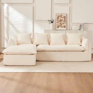 TiramisuBest LY-003 Beige White Deep Seat Compression Sofa 3 Seater with Beige for sofa - 1 of 4
