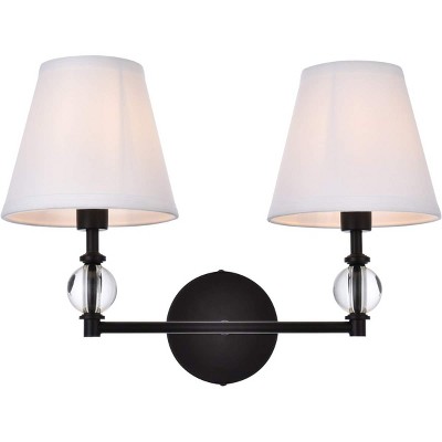 Elegant Lighting Bethany 2 lights bath sconce in black with white fabric shade
