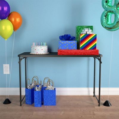 Adjustable Height Black PVC Multipurpose Folding Table 20" x 48"