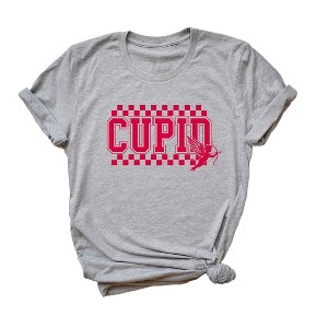Simply Sage Market Women's Cupid Varsity Checkered Short Sleeve Graphic Tee - 1 of 2