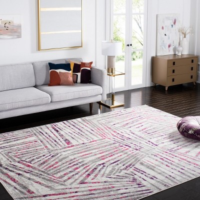 Skyler Grey and Pink Geometric Medallion 8' x 10' Area Rug