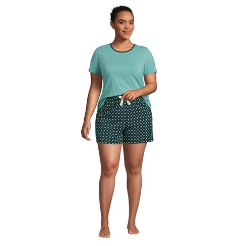 Lands' End Women's Plus Size Knit Pajama Short Set Short Sleeve T