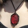 Gothic Bat Glass Pendant Necklace With Rope Chain For Punk Witch Victorian Jewelry Accessories - 3 of 4