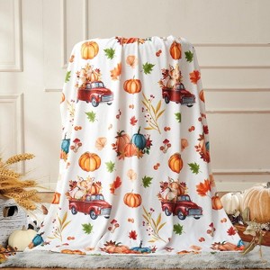 Lomsoe Christmas Throw Blanket, Cute Pumpkin Car Flannel Holiday Blankets Christmas Blanket Gifts, Home Decor Pumpkin Blanket. - 1 of 4