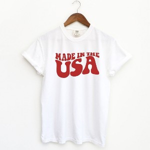Simply Sage Market Women's Made In The USA Wavy Short Sleeve Garment Dyed Tee - 1 of 4