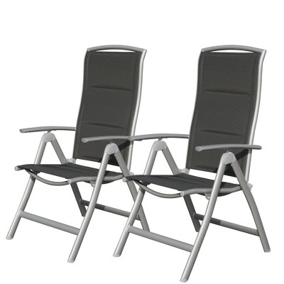 SKRAN 2-Pcs Adjustable Patio Folding Chairs,Aluminium Frame Reclining Sling Lawn Chairs,Textilene Fabric,No Assembly Required,For Outdoor, Camping