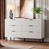 White Fluted 6 Drawer Dresser with Metal Legs and Handles, Modern Chest of Drawers with Anti-Tipping Design for Bedroom Living Room Hallway - 3 of 4