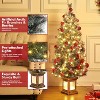 4.5ft Pre-Lit Artificial Xmas Tree with Pine Needles, Prelit Christmas Tree with 108 Warm White Lights, Hinged Branches and  Vintage Potted Base - 3 of 4
