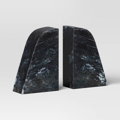 2pc Marble Bookends Black - Threshold&#8482;