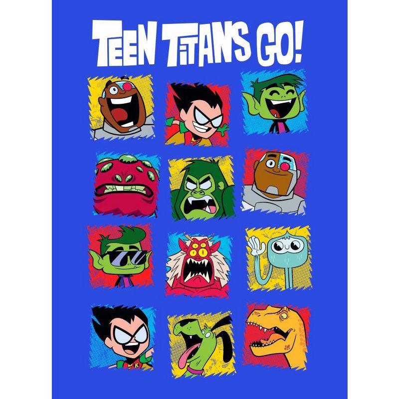 Teen Titans Go Jagged Character Squares Boy's Royal Blue T-shirt, 2 of 4