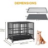 COZONY 37 Inch Heavy Duty Metal Dog Crate Double Door Folding Pet Cage with Wheels and Removable Tray - 2 of 4