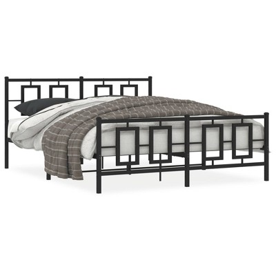 vidaXL Metal Bed Frame with Headboard and Footboard Black 59.1 in.x78.7 in.