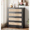 4 Drawer Dresser for Bedroom, Rattan Chest of Dressers, Modern Wood Tall Dresser with Power Outlets - 3 of 4
