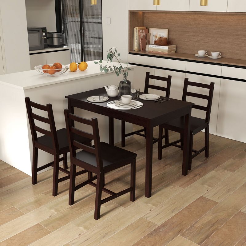 HOMCOM 5 Piece Dining Room Table Set, Wooden Kitchen Table and Chairs for Dinette, Breakfast Nook, 2 of 9