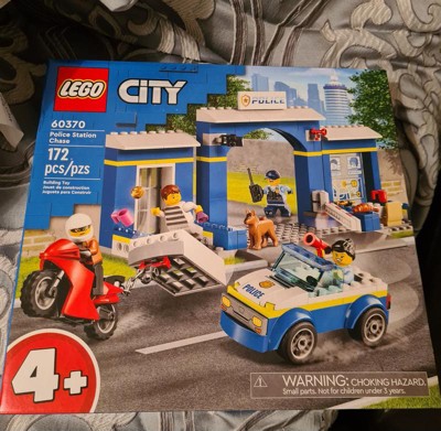 LEGO City Police Station Chase 60370, juego con auto de juguete y  motocicleta, cárcel de ruptura, 4 minifiguras y figura de perro, juguetes  para niños