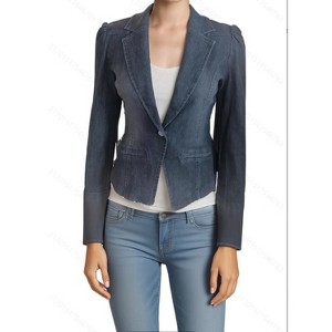 Denim Blazer Suit for Women Casual Jacket Button Down Early Spring Fall Work Office Business Blazer - 1 of 1