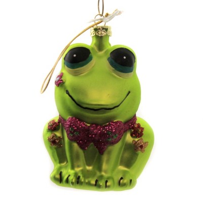 Holiday Ornament 4.0" Retro Frog Christmas Bow Tie Flowers  -  Tree Ornaments