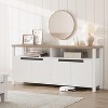 Farmhouse TV Stand for 70 Inch TVs, 63" Long Entertainment Center with 4 Storage Drawer, Television Consoles Table for living room, Bedroom - 4 of 4