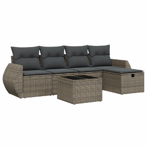 vidaXL Garden Sofa Set Grey PE Rattan, Tempered Glass, Powder-Coated Steel - 1 of 4