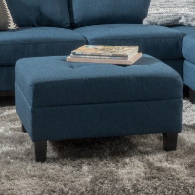 Syemin Ottomans and Benches Sleek and Stylish Long - shaped Ottoman, Multi-Functional Footrest Seat with Storage, Blue, 28.5"*23.5"*18.5"