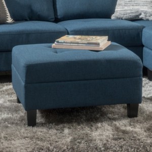 Syemin Ottomans and Benches Sleek and Stylish Long - shaped Ottoman, Multi-Functional Footrest Seat with Storage, Blue, 28.5"*23.5"*18.5" - 1 of 4