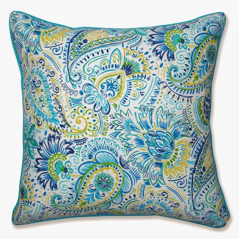 2pc Outdoor/Indoor Rectangular Throw Pillow Set Marlow Aqua Blue - Pillow  Perfect