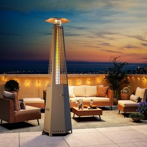 Decksplore 48000 BTU Stainless Steel Hexagon Pyramid Patio Heater Upgraded Quartz Glass Tube Propane Outdoor - 1 of 4