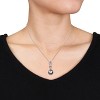 EVERLY JEWELRY | 10K White Gold 9.5 - 10 MM Platinum Tahitian Cultured Pearl and Diamond Circle Link Pendant with Chain - 17 inch - 3 of 4