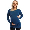 Clearlove Womens Maternity Shirt Fall Long Sleeve Crew Neck T-Shirts Pregnancy Clothes Side Ruched Tunic Tops - 4 of 4