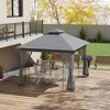 Resenkos Outdoor Garden Gazebo, Sunshade Gazebo Canopy,10' x 11.5' Double Roof Outdoor Gazebo Canopy Shelter w/Tree Motifs Corner Frame and Netting, - 3 of 4