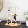 4-Tier Wooden Jewelry Organizer - 48 Holes & 6 Hooks for Earrings, Necklaces & Rings - 2 of 4