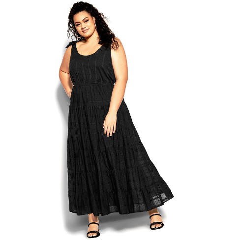 Women's Plus Size Dobby Love Maxi Dress - Black | City Chic : Target