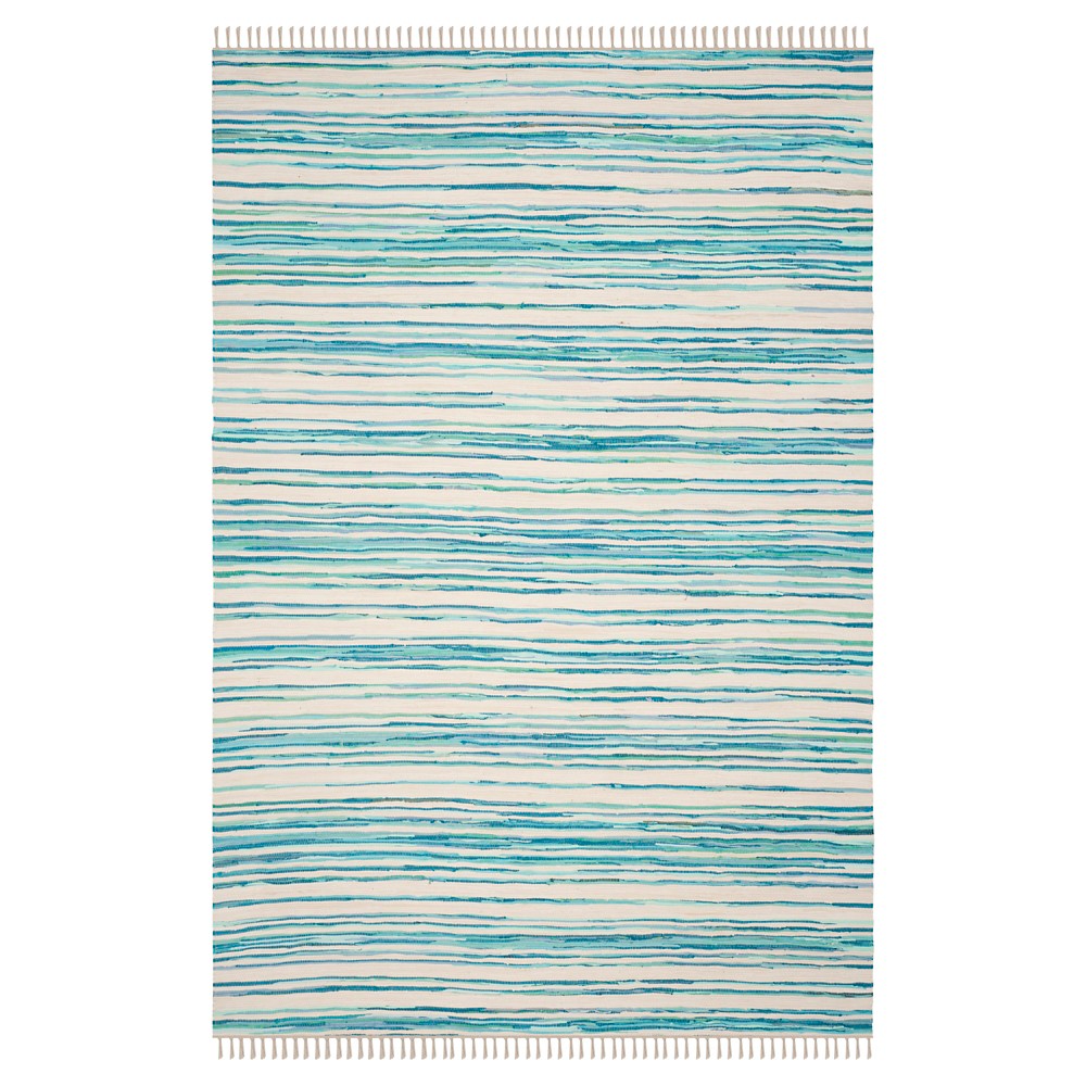 4'x6' Stripes Woven Area Rug Ivory/Green - Safavieh