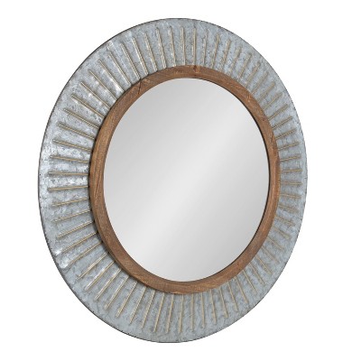 Kate and Laurel Deely Round Metal Round Mirror, 29" Diameter, Rustic Brown
