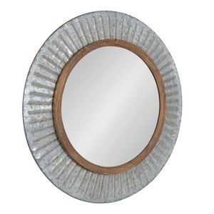 Kate and Laurel Deely Round Metal Round Mirror, 29" Diameter, Rustic Brown - 1 of 4
