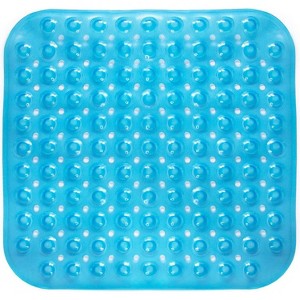 HealthSmart 18x18 Bathtub Mat, Reliable Slip Protection for Shower, BPA Free, Latex DEHP Drain Holes to Prevent Water Buildup, Blue - 1 of 1